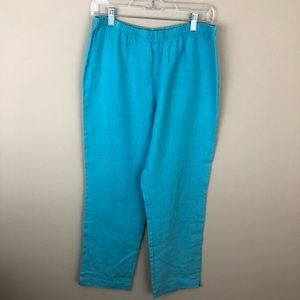 Hot Cotton Pants Womens S 100% Linen Pull on Lagenlook Cropped Elastic Waist